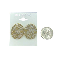Bulk 12 PCS Clip-On Oval Disc Crystal Earrings (IER-4083)