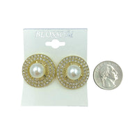 Bulk 12 PCS Clip-On Round Pearl & Crystal Earrings (IER-5597)