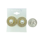 Bulk 12 PCS Clip-On Round Pearl & Crystal Earrings (IER-5597)