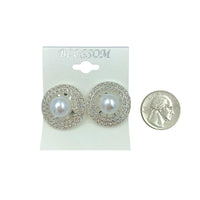 Bulk 12 PCS Clip-On Round Pearl & Crystal Earrings (IER-5597)