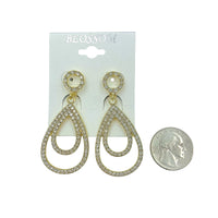 Bulk 12 PCS Clip-On Double Teardrop Dangle Crystal Earrings (IER-5012)