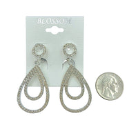 Bulk 12 PCS Clip-On Double Teardrop Dangle Crystal Earrings (IER-5012)