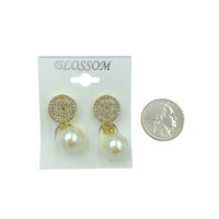 Bulk 12 PCS Clip-On Circle Crystal Pearl Drop Earrings (IER-4189)