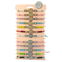 Bulk 12 PCS Drawstring Guadalupe Charm Bracelets (IBR-1934BT)