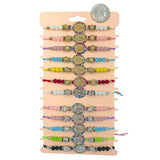 Bulk 12 PCS Drawstring Guadalupe Charm Bracelets (IBR-1934BT)
