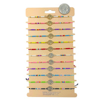 Tree of Life Charm Drawstring Bracelets - Bulk 12 PCS (IBR-2996)