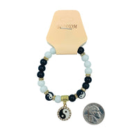 Bulk 12 PCS Yin Yang Charm Stretch Bracelets (IBR-2466)