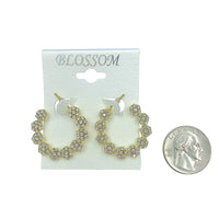 Bulk 12 PCS Flower Crystal Hoop Earrings (IER-5493)