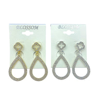 Bulk 12 PCS Clip-On Clover Teardrop Crystal Earrings (IER-5534)