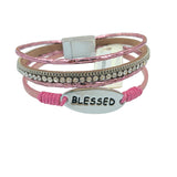 Blessed Oval Stripe Magnetic Clasp Bracelet (11-5792)