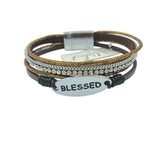 Blessed Oval Stripe Magnetic Clasp Bracelet (11-5792)