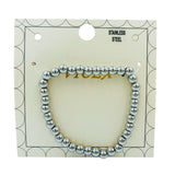 Stainless Steel Metallic 4mm Beaded Stretch Bracelet