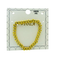Stainless Steel Metallic 4mm Beaded Stretch Bracelet