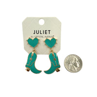 Cowboy Boot Heart Post Earrings (0.88x1.8in)