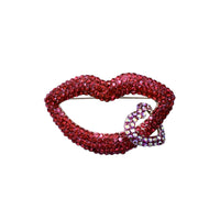 Large Crystal Lip & Heart Earrings (P1376)(2.75x1.5in)