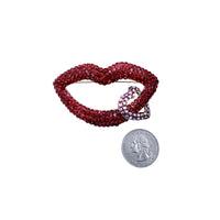 Large Crystal Lip & Heart Earrings (P1376)(2.75x1.5in)