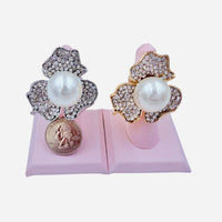 Pearl Crystal Flower Stretch Ring (R1330)
