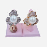Pearl Crystal Flower Stretch Ring (R1330)