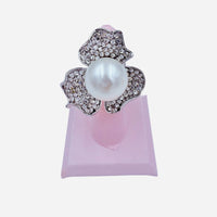 Pearl Crystal Flower Stretch Ring (R1330)