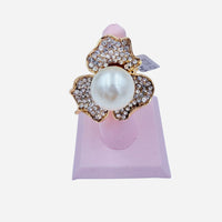Pearl Crystal Flower Stretch Ring (R1330)