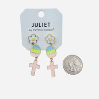 Easter Egg Flower Cross Earrings (0.5x2in)