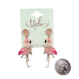 Flower & Bowtie Pink Flamingo Earrings (1x2.25in)