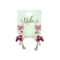 Bowtie Pink Flamingo Earrings (0.75x2in)