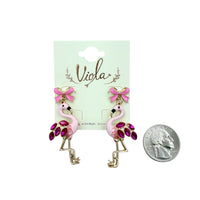 Bowtie Pink Flamingo Earrings (0.75x2in)