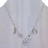 Western Themed Paperclip Chain Necklace in Silver or Gold (18+3in)