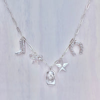 Western Themed Paperclip Chain Necklace in Silver or Gold (18+3in)