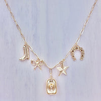 Western Themed Paperclip Chain Necklace in Silver or Gold (18+3in)