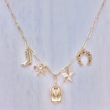 Western Themed Paperclip Chain Necklace in Silver or Gold (18+3in)