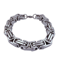 Stainless Steel 10mm Square Byzantine 8.5 inch Bracelet in Silver or Gold