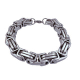 Stainless Steel 10mm Square Byzantine 8.5 inch Bracelet in Silver or Gold