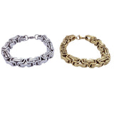 Stainless Steel 10mm Square Byzantine 8.5 inch Bracelet in Silver or Gold