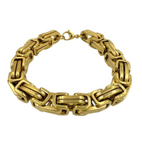 Stainless Steel 10mm Square Byzantine 8.5 inch Bracelet in Silver or Gold