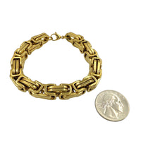 Stainless Steel 10mm Square Byzantine 8.5 inch Bracelet in Silver or Gold