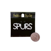 "SPURS" Western Themed Rhinestone Word Pin (2x0.5in)