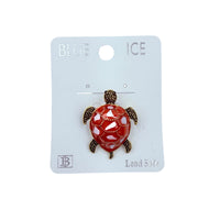 Gold Plated Enamel Colored Turtle Brooch Pin - 3 Colors Available (06709)