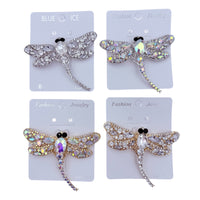 Large Rhinstone Dragonfly Brooch Pin - 6 Colors Available (3.5x3.0in)