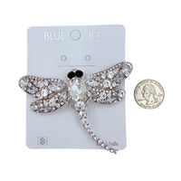 Large Rhinstone Dragonfly Brooch Pin - 6 Colors Available (3.5x3.0in)