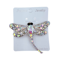 Large Rhinstone Dragonfly Brooch Pin - 6 Colors Available (3.5x3.0in)