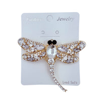 Large Rhinstone Dragonfly Brooch Pin - 6 Colors Available (3.5x3.0in)