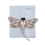 Large Rhinstone Dragonfly Brooch Pin - 6 Colors Available (3.5x3.0in)