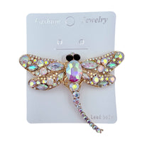 Large Rhinstone Dragonfly Brooch Pin - 6 Colors Available (3.5x3.0in)
