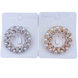 Pearl & Rhinestone Adorned Wreath Pin Brooch - 2 Colors (1.75in)