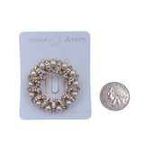 Pearl & Rhinestone Adorned Wreath Pin Brooch - 2 Colors (1.75in)