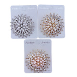 Pearl and Rhinestone Sunburst Pin Brooch - 3 Colors (2in)