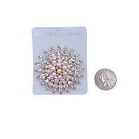 Pearl and Rhinestone Sunburst Pin Brooch - 3 Colors (2in)