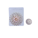 Pearl and Rhinestone Sunburst Pin Brooch - 3 Colors (2in)